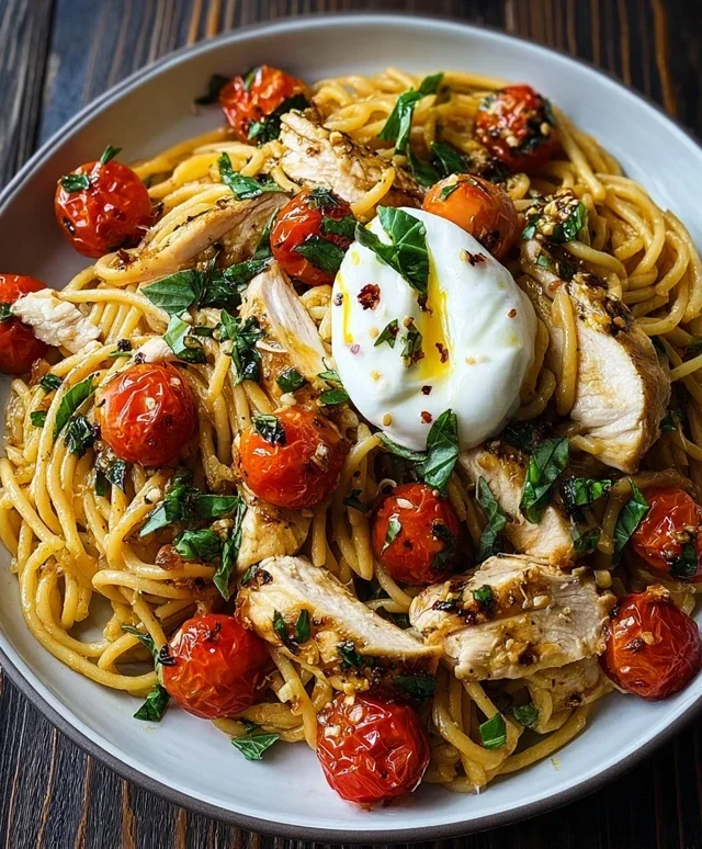 Chicken Spaghetti with Burrata