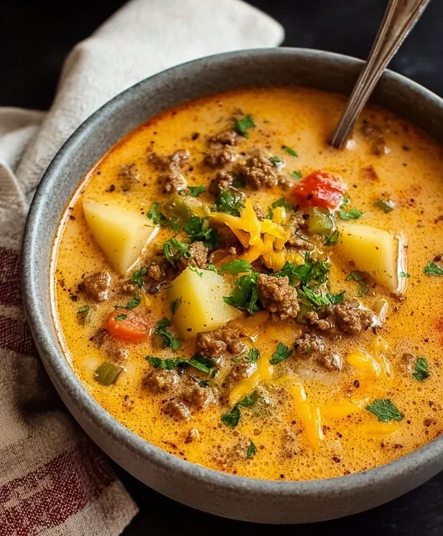 Cheesy Beef Beef Hamburger Potato Soup