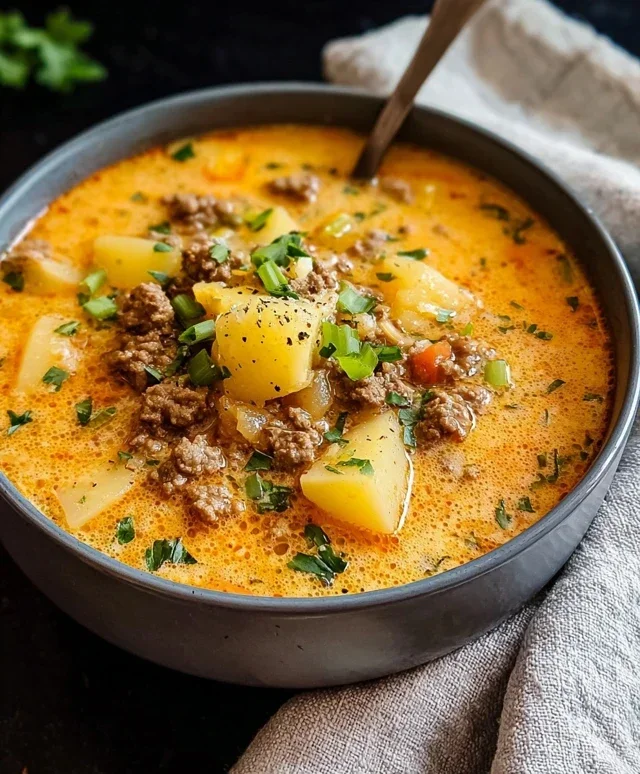 Cheesy Beef Beef Hamburger Potato Soup