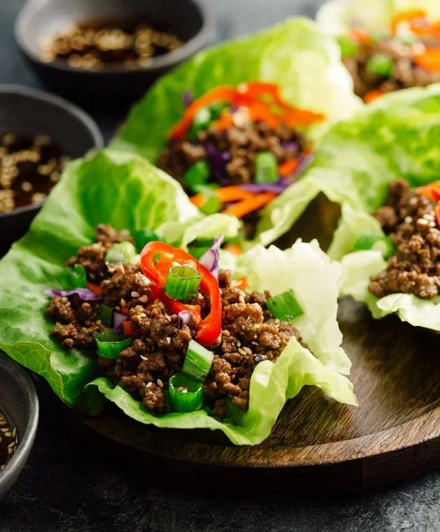 Asian Style Ground Beef Lettuce Wraps