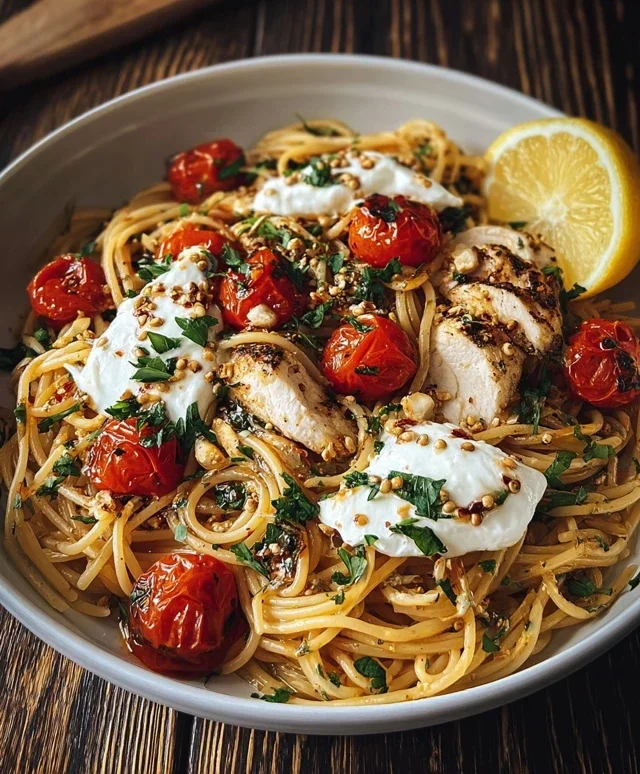 Chicken Spaghetti with Burrata
