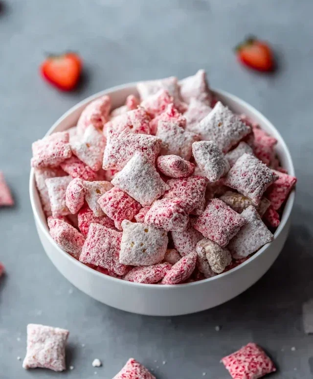 Easy Strawberry Shortcake Puppy Chow