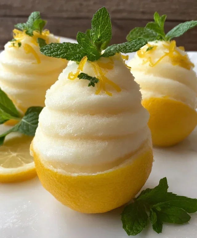 Sorbetto di Limone Dressed Up in a Frozen Lemon Shell