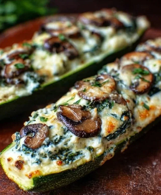 Spinach, Mushroom, and Ricotta Stuffed Zucchini Boats Recipe