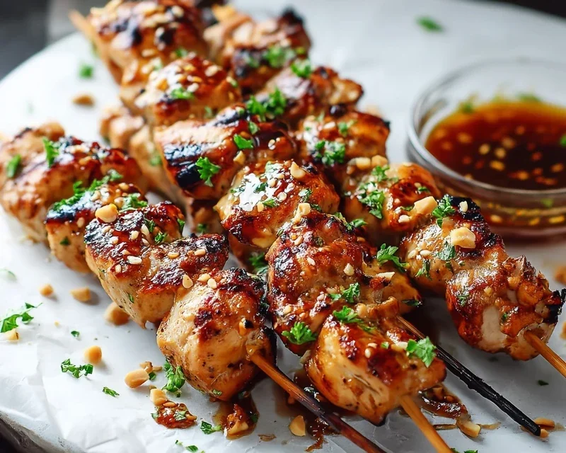 Easy Grilled Asian Chicken Skewers with Honey Garlic Sauce