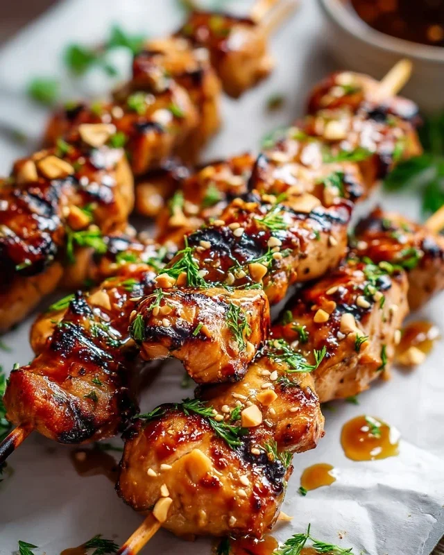 Easy Grilled Asian Chicken Skewers with Honey Garlic Sauce