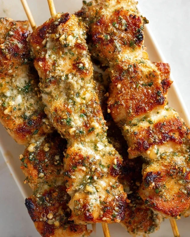 Ranch Garlic Parmesan Chicken Skewers