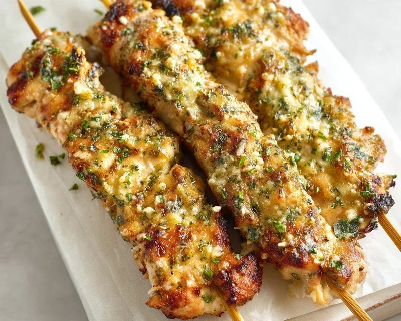 Garlic Parmesan Chicken Skewers
