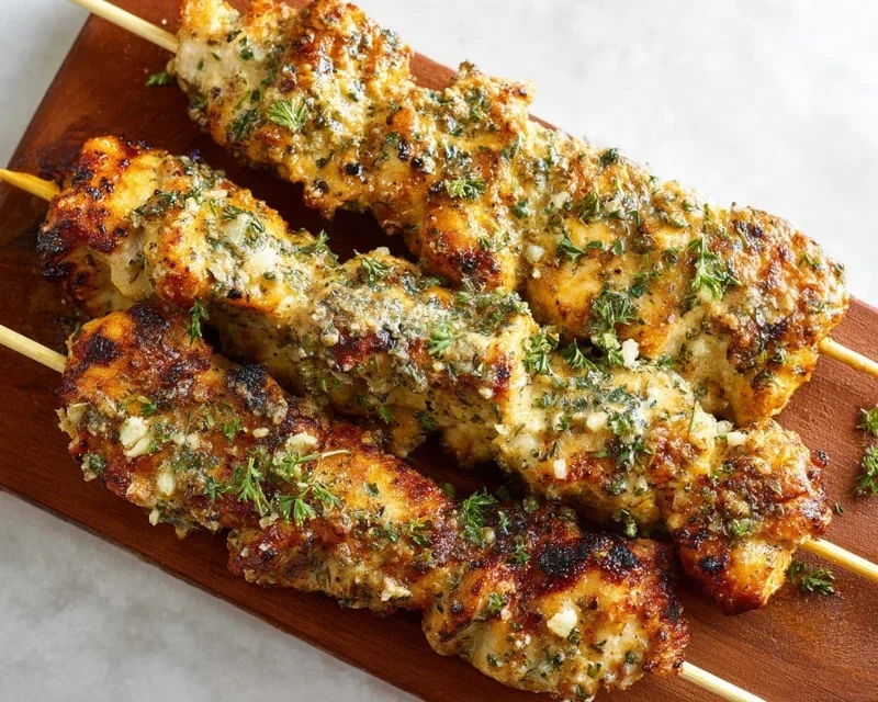 Ranch Garlic Parmesan Chicken Skewers
