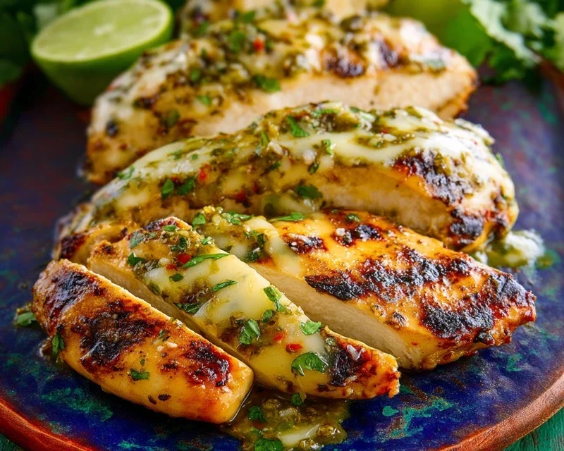 Grilled Salsa Verde Pepper Jack Chicken