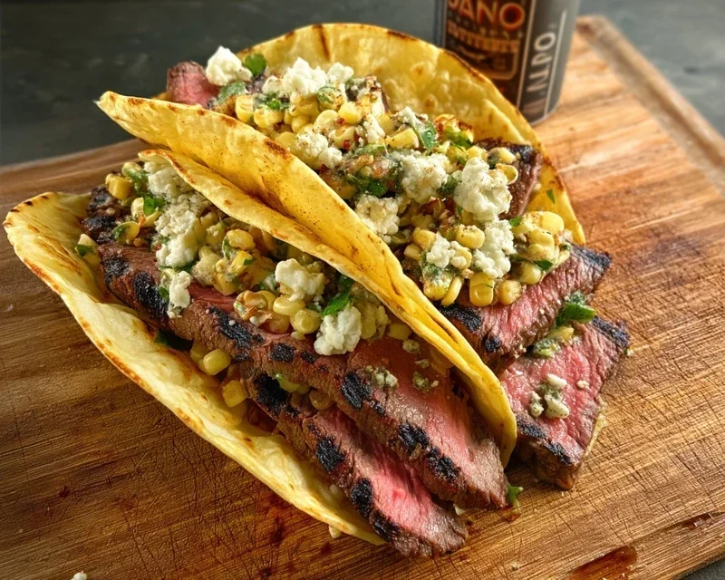 Grilled Elote Steak Tacos