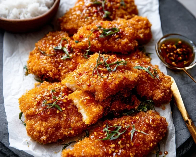 Baked Crunchy Hot Honey Chicken