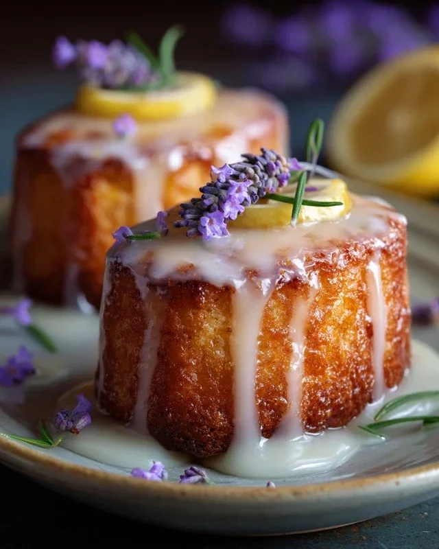 Mini Lemon Cakes With Lavender Glaze