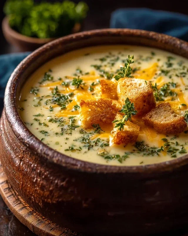Hearty Cheddar Garlic Herb Potato Soup Recipe