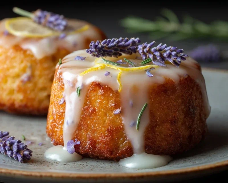 Mini Lemon Cakes With Lavender Glaze