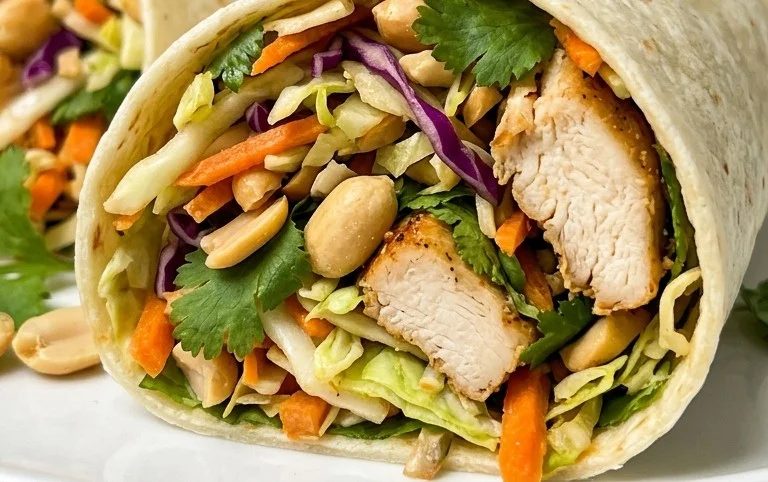 Thai Chicken Wrap with Crunchy Asian Slaw