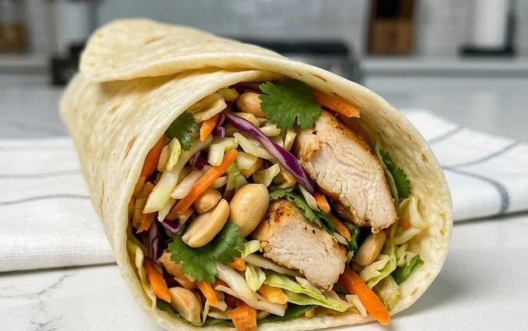 Thai Chicken Wrap with Crunchy Asian Slaw