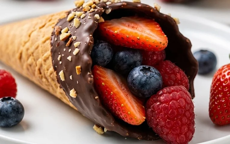 Chocolate Dipped Fruit Filled Cones