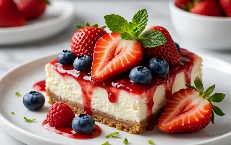 Red, White, and Blue Cheesecake Strawberries