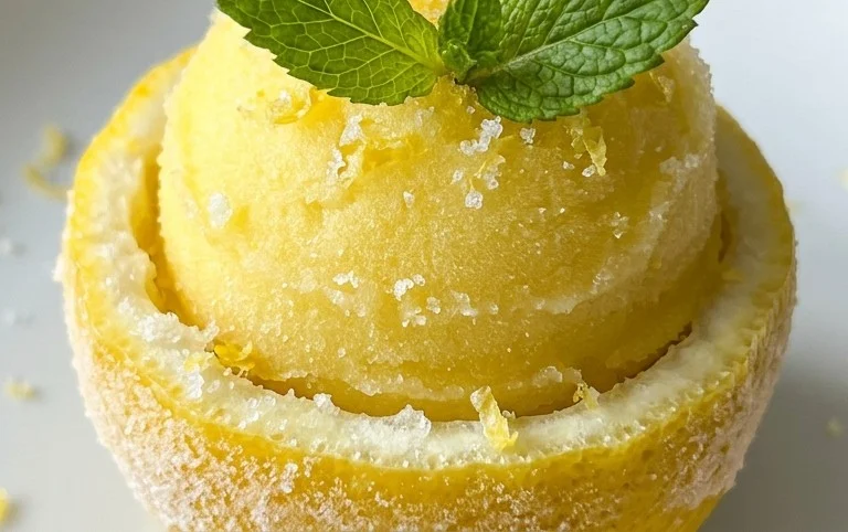 Sorbetto di Limone Dressed Up in a Frozen Lemon Shell
