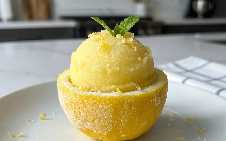 Sorbetto di Limone Dressed Up in a Frozen Lemon Shell