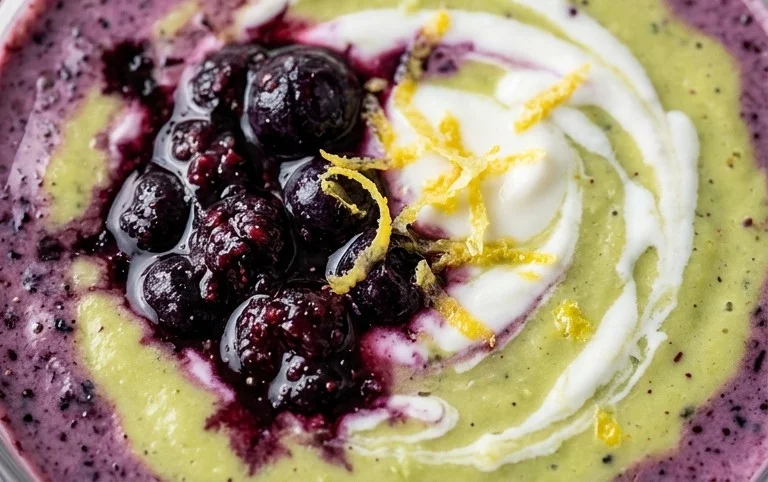 Blueberry Avocado Smoothie With Lemon & Yogurt