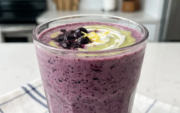 Blueberry Avocado Smoothie With Lemon & Yogurt