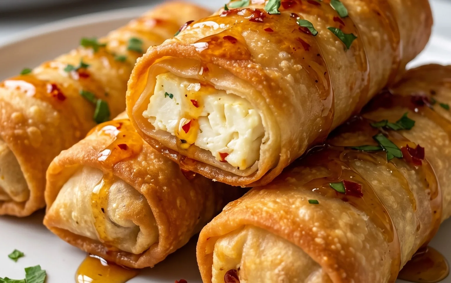 Indulgent Oven Fried Feta Rolls with Chili Honey Magic