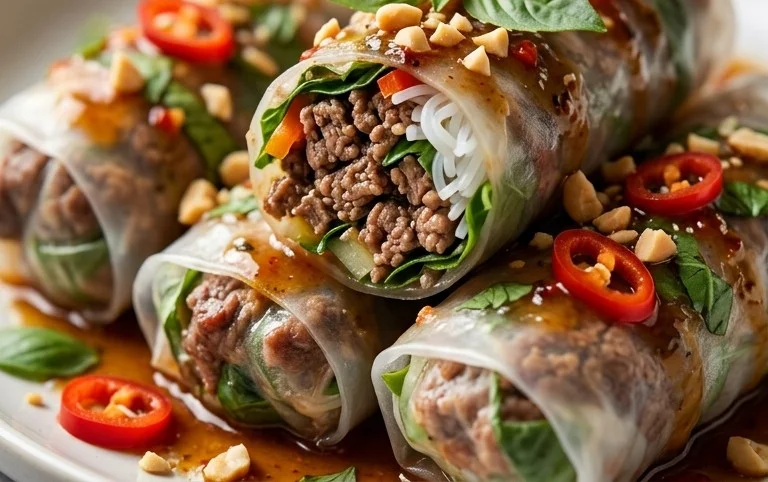 Thai Basil Beef Rolls
