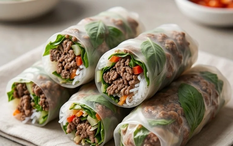 Thai Basil Beef Rolls