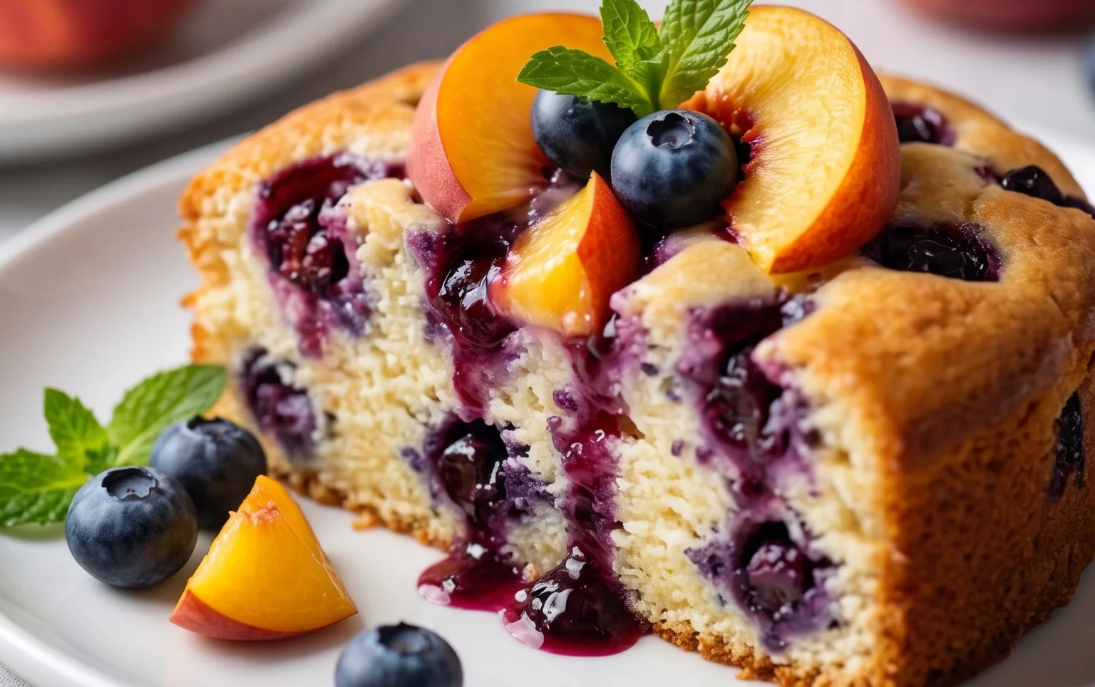 Peach and Blueberry Greek Yogurt Cake