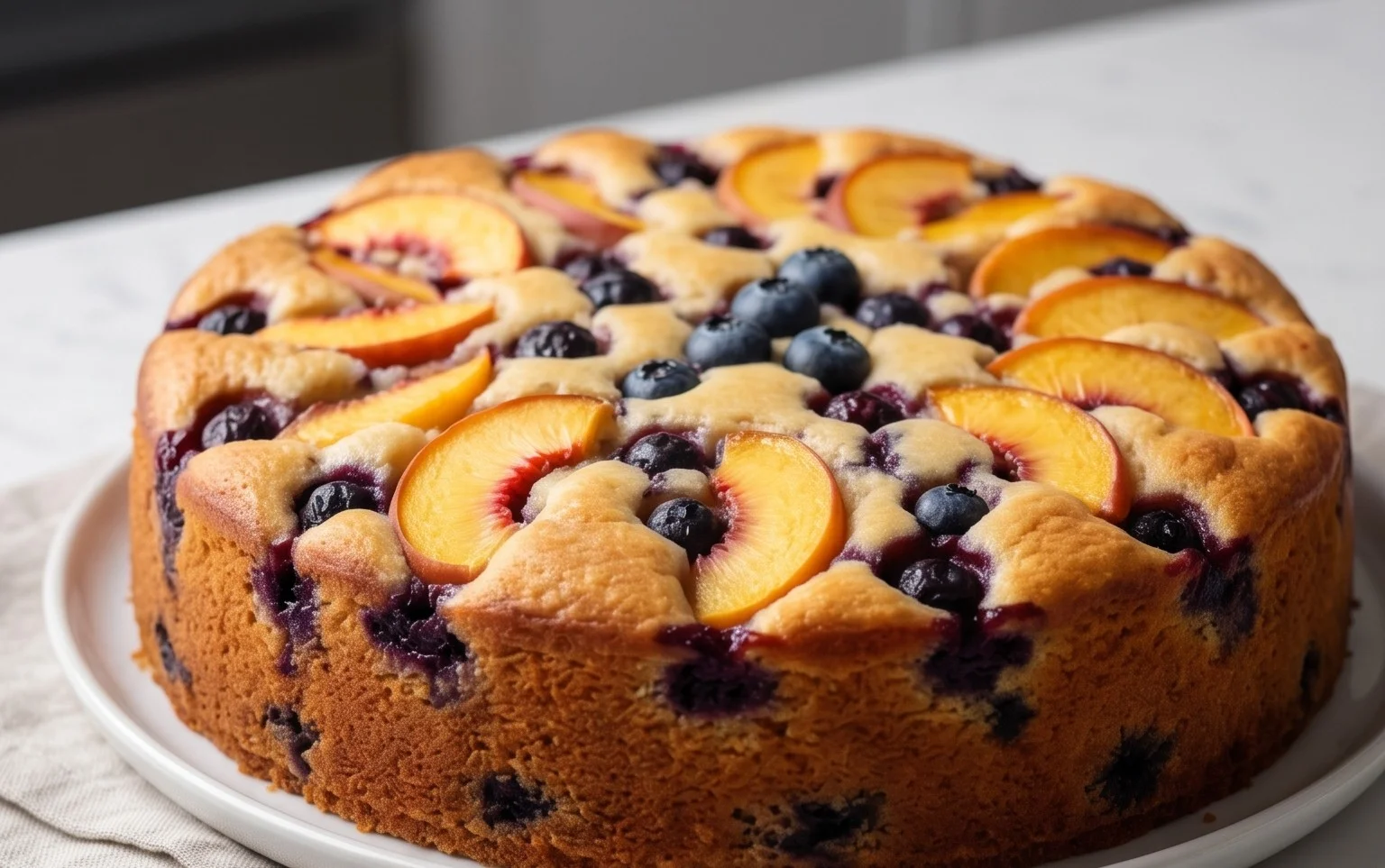 Peach and Blueberry Greek Yogurt Cake