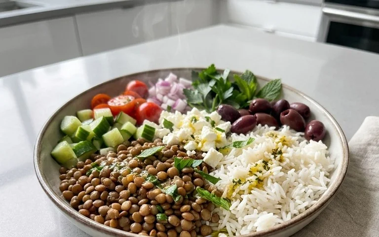 Easy Mediterranean Lentils and Rice