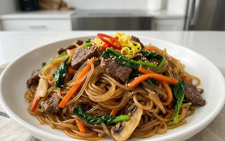 Japchae (Korean Glass Noodle Stir Fry)