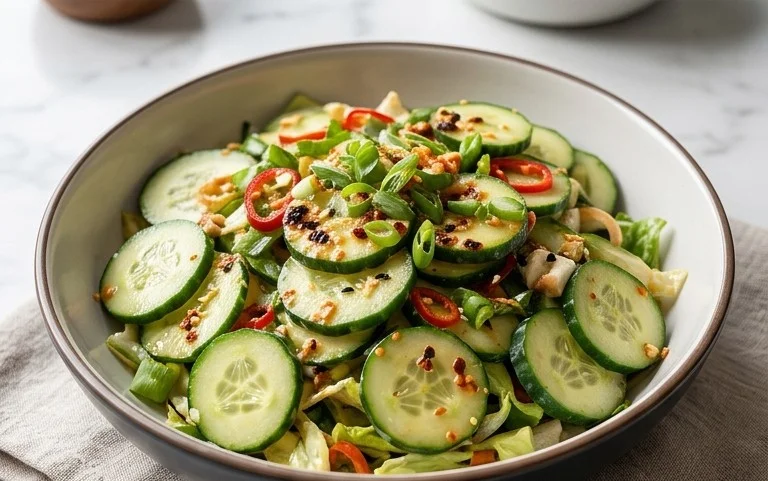 Creamy Asian Cucumber Salad Bowl