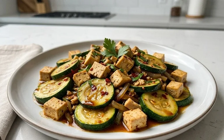 Zucchini Stir Fry With Tofu (Vegan)
