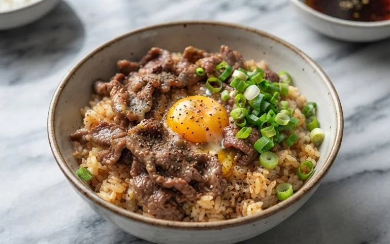 Beef Pepper Rice Bowl is a delicious meal option.