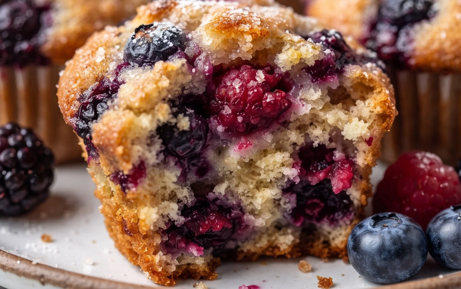 Bakery Style Mixed Berry Muffins | with Frozen Berries