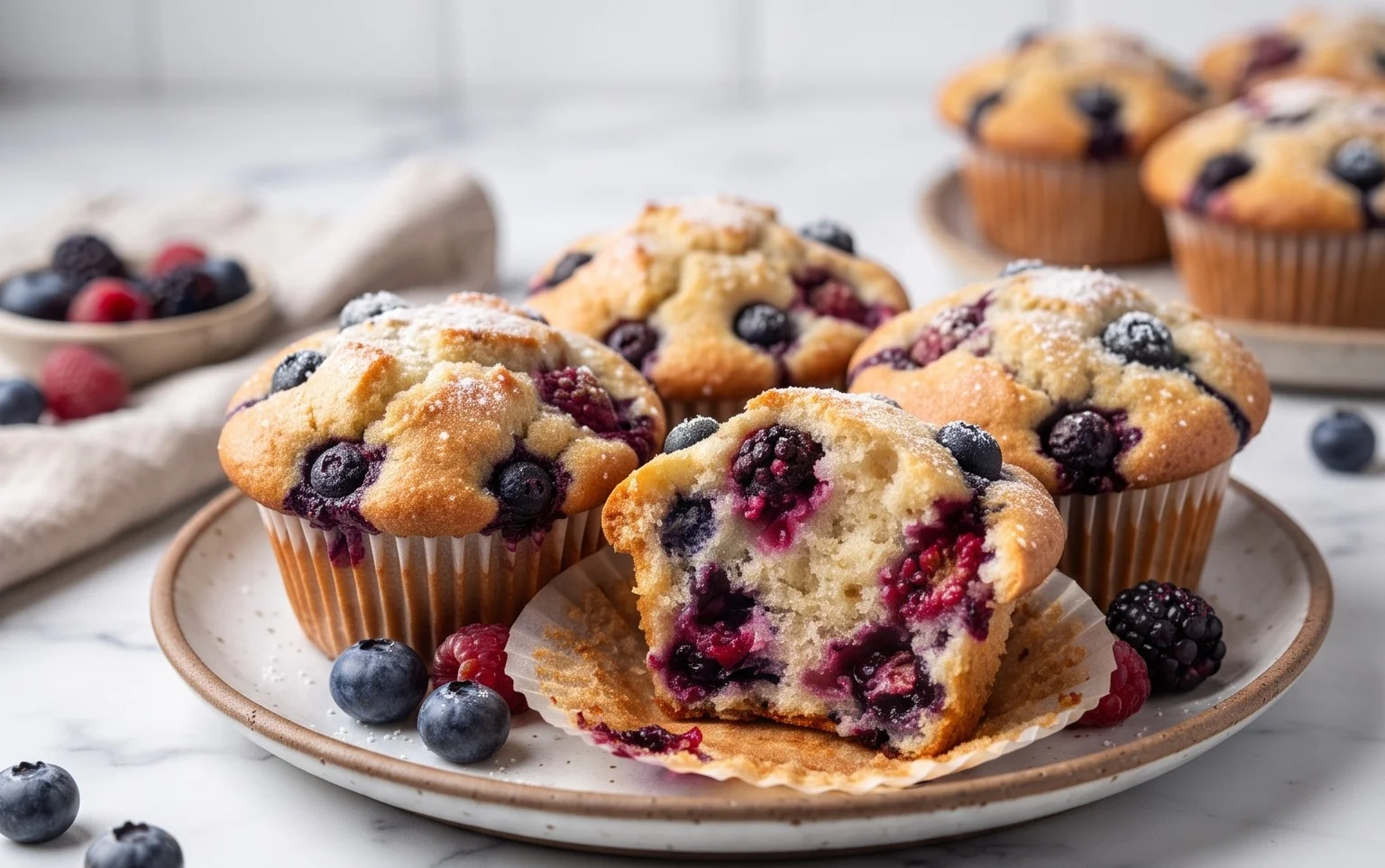Bakery Style Mixed Berry Muffins | with Frozen Berries