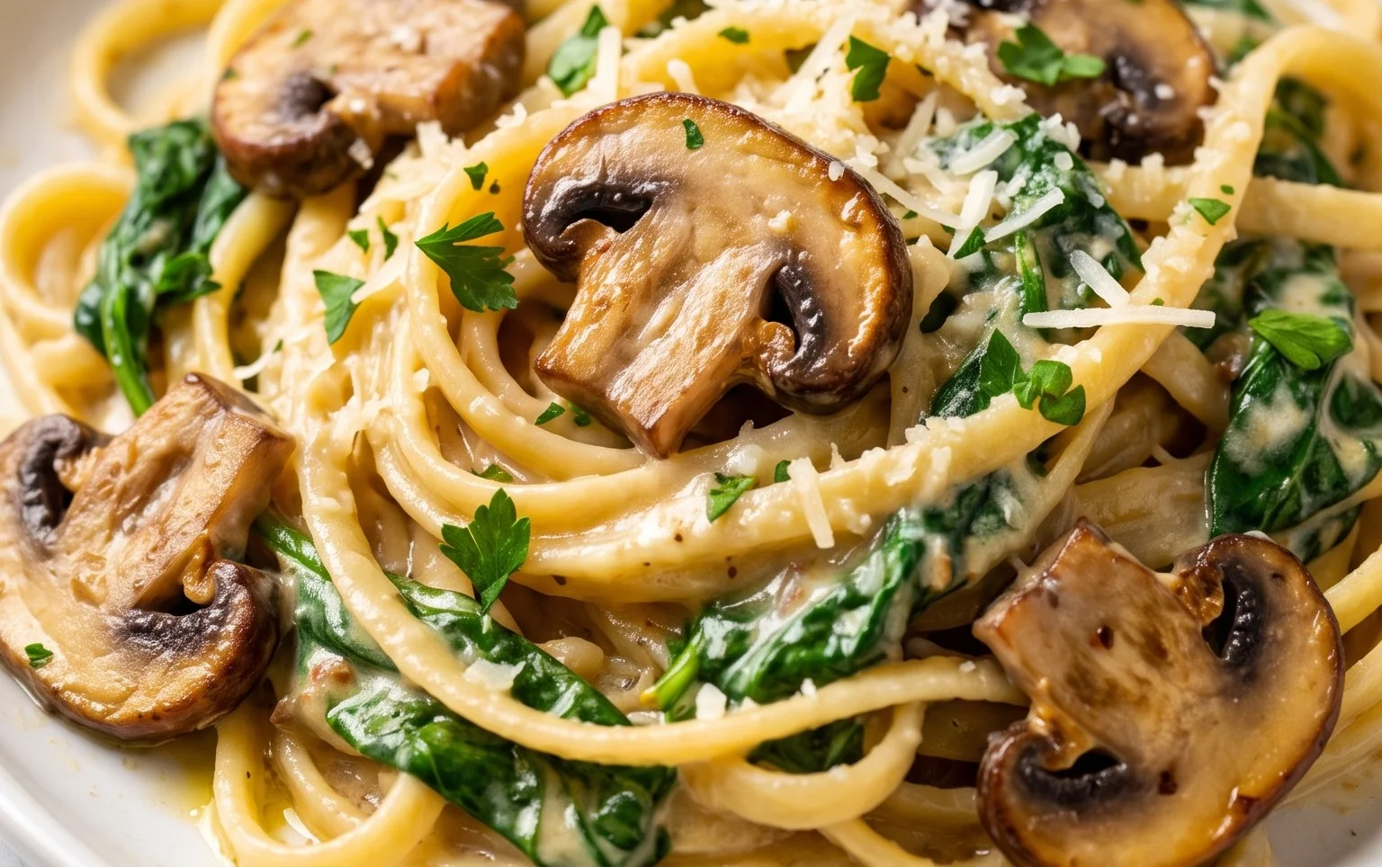 Parmesan Spinach Mushroom Pasta Skillet