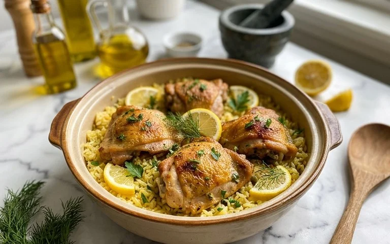 Greek Chicken and Lemon Rice (30 Minutes, One-Pot)