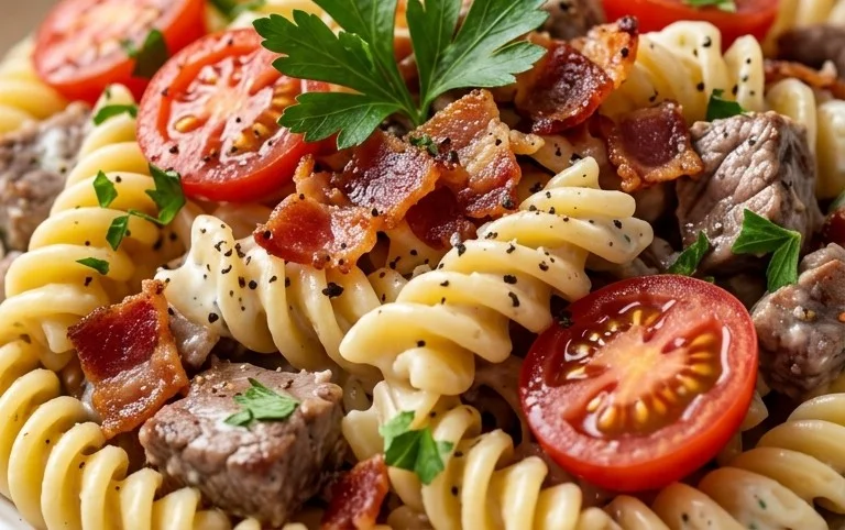 Beef Bacon Ranch Pasta Salad