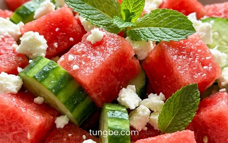 Watermelon Salad with Cucumber and Feta