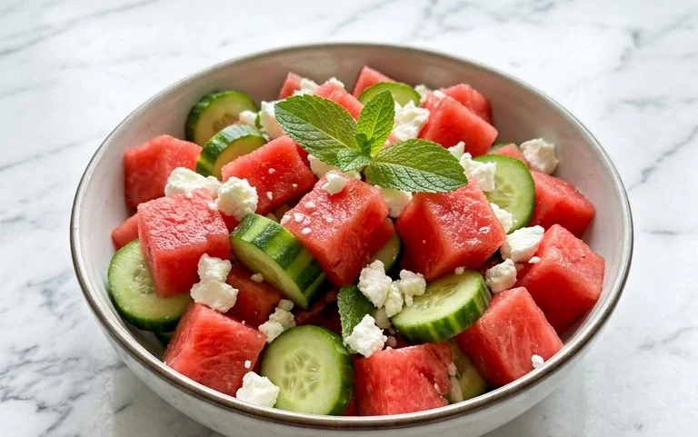 Watermelon Salad with Cucumber and Feta
