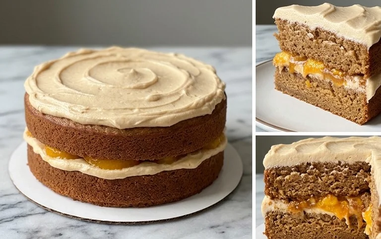 Brown Sugar Layer Cake with Peach Filling