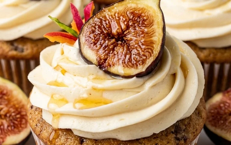 Fig Cupcakes with Honey Cream Cheese Frosting