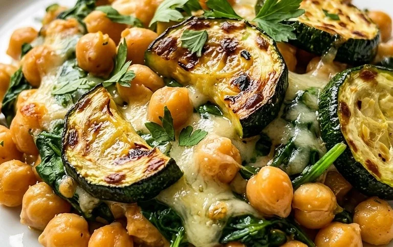 Spinach Zucchini Chickpea Bake
