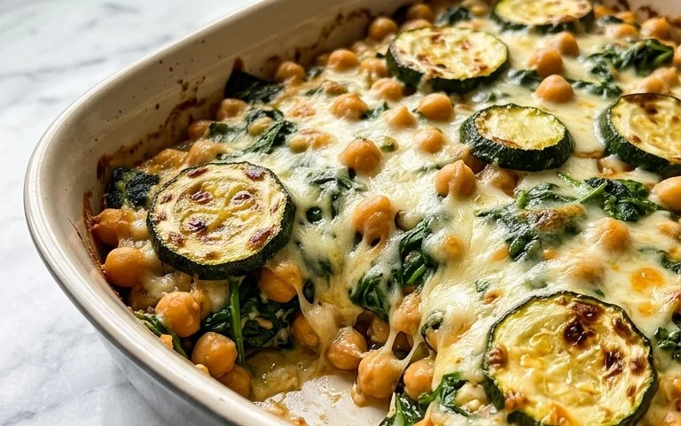 Spinach Zucchini Chickpea Bake